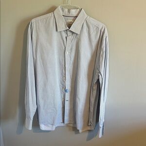Jos. A. Bank Men's White and Blue Patterned Shirt